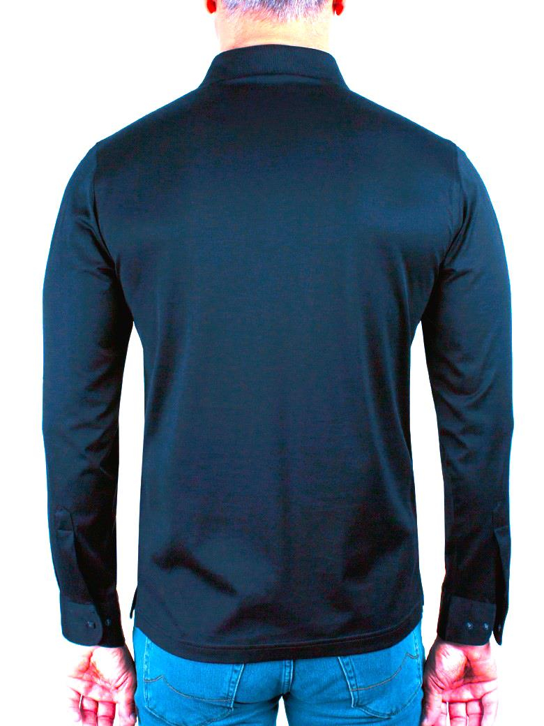 Uzun Kollu Merserize Pamuk Lacivert Polo Shirt