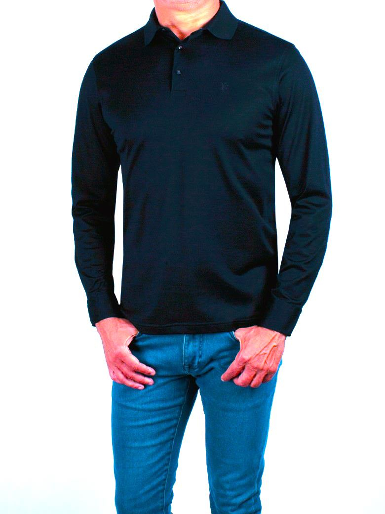 Uzun Kollu Merserize Pamuk Lacivert Polo Shirt