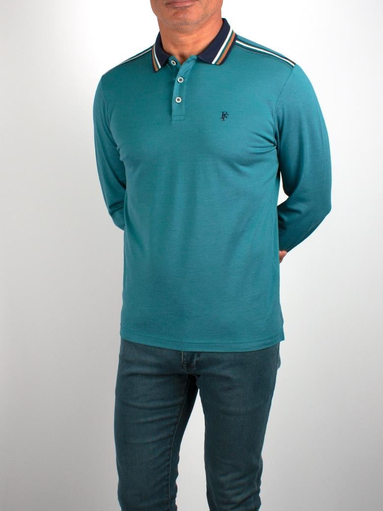 Uzun Kollu Petrol Merserize Pike Polo Shirt