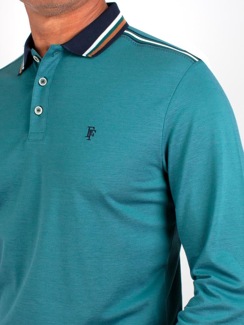 Uzun Kollu Petrol Merserize Pike Polo Shirt