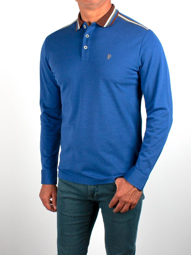 Uzun Kollu Saks Merserize Pike Polo Shirt