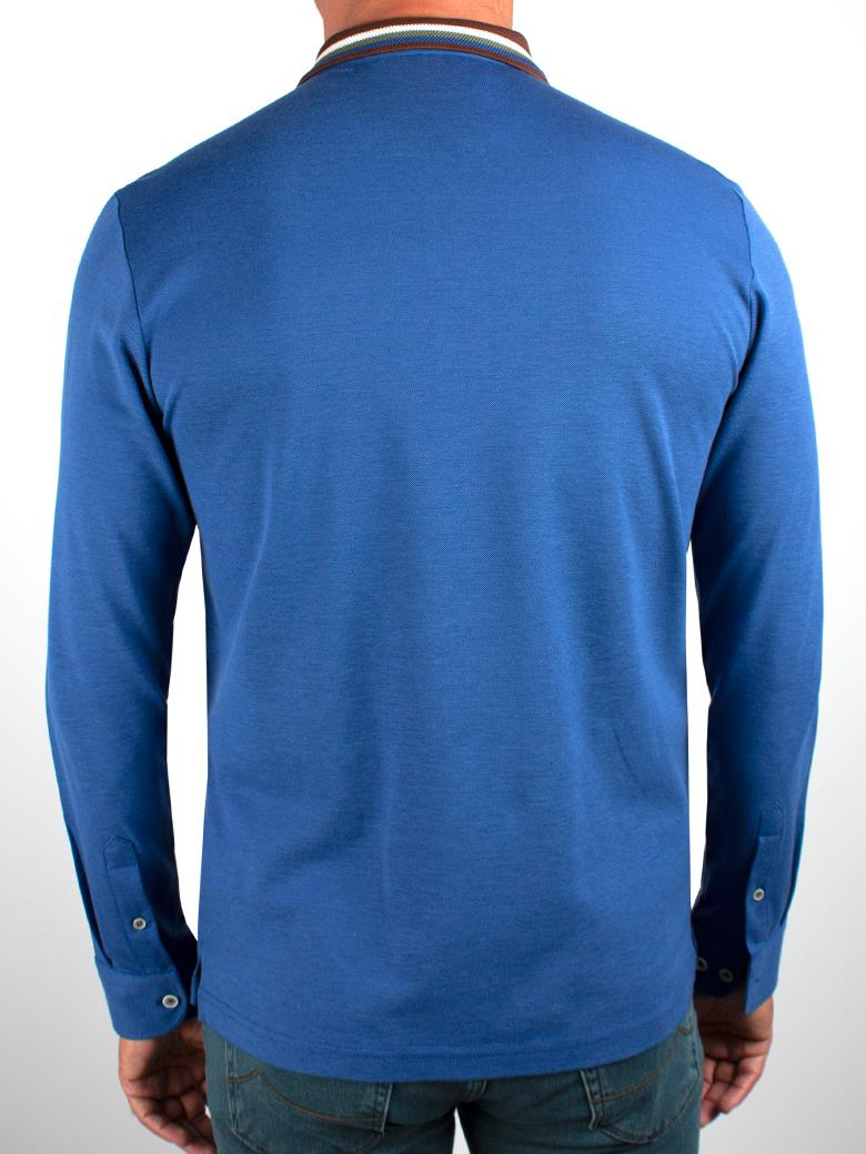 Uzun Kollu Saks Merserize Pike Polo Shirt