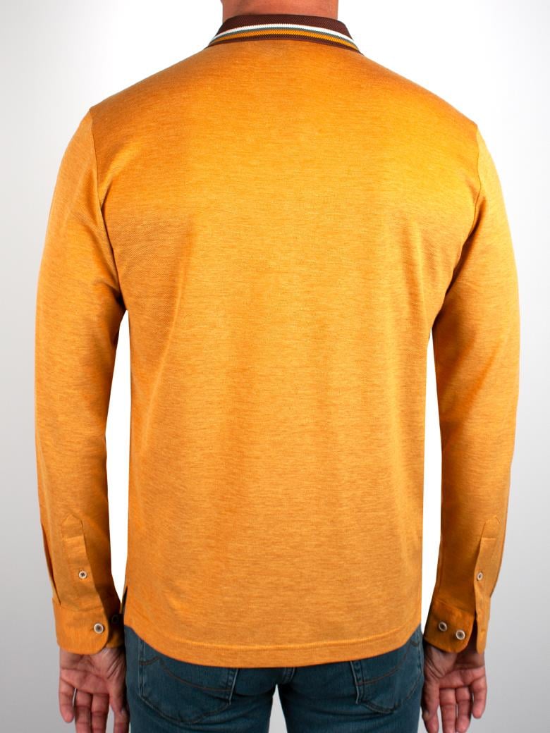 Uzun Kollu Sarı Merserize Pike Polo Shirt