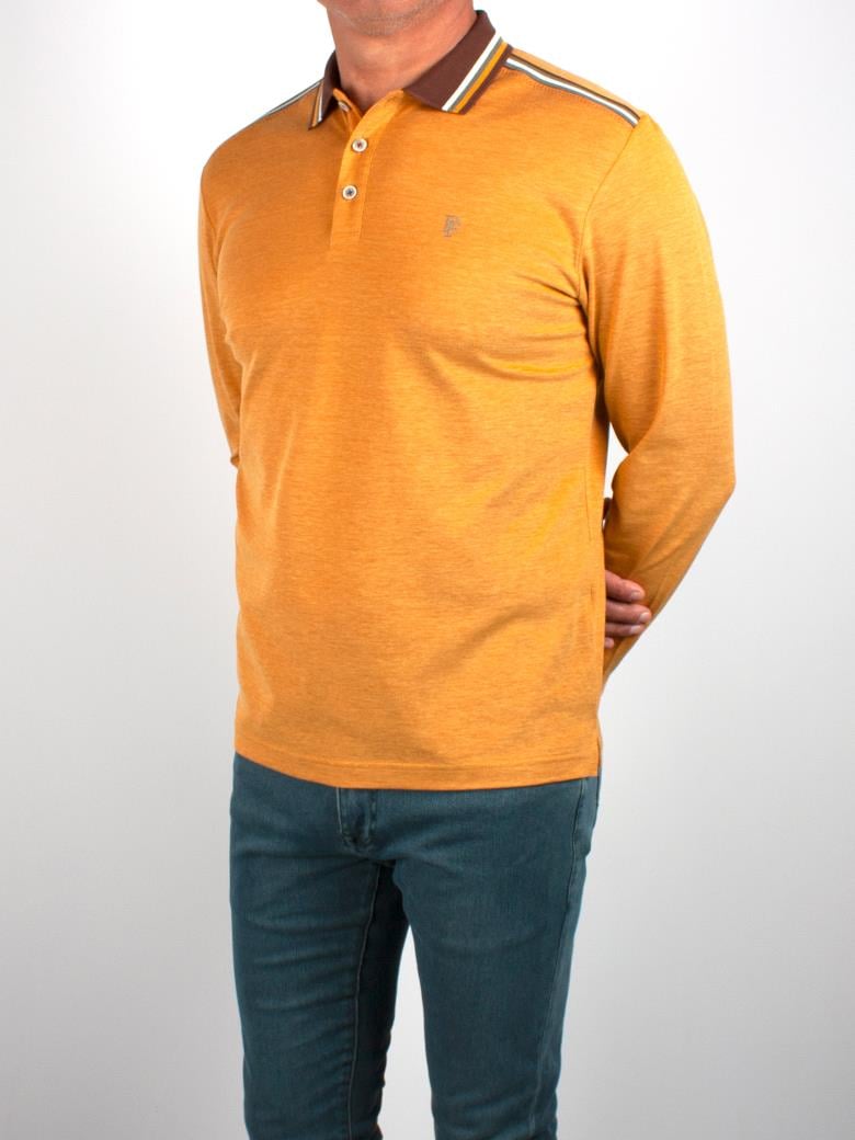 Uzun Kollu Sarı Merserize Pike Polo Shirt