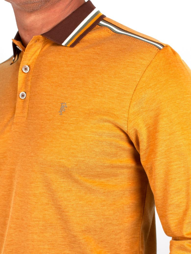 Uzun Kollu Sarı Merserize Pike Polo Shirt