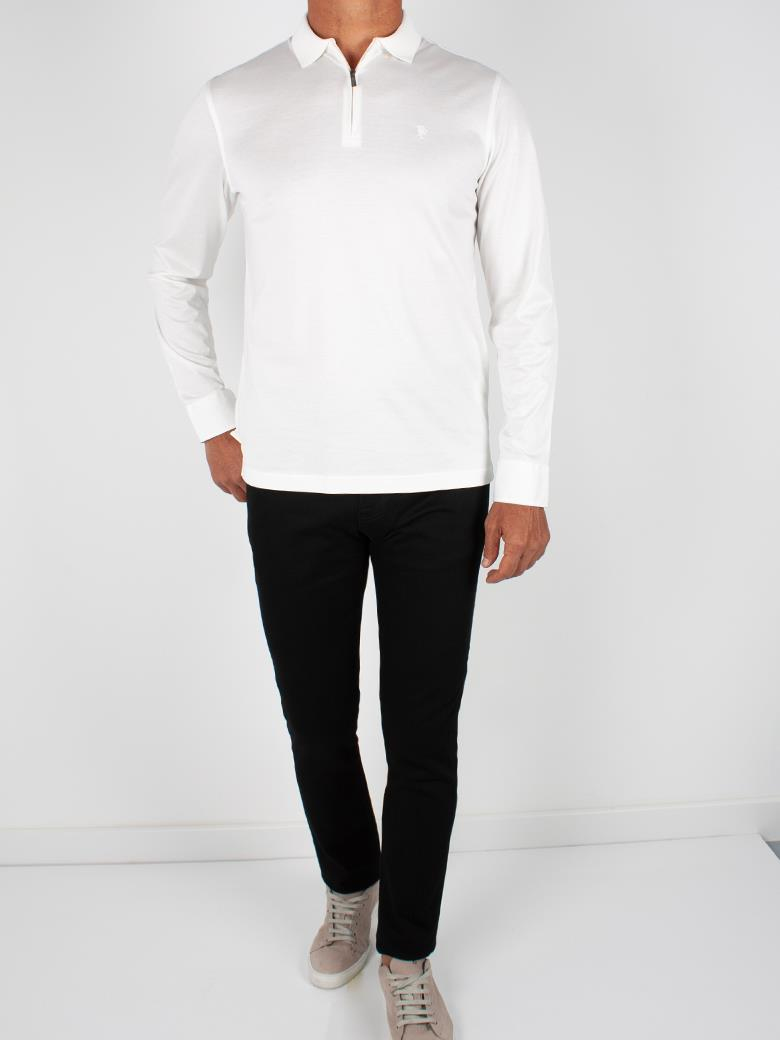 Uzun Kollu Yaka Detaylı Merserize Pamuk Ekru Polo Shirt