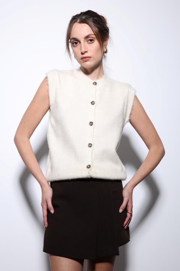 StarinciKolsuz Yelek Model Kazak Beyaz