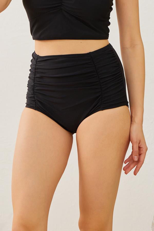 Starinci MayoBikini Altı Yüksek Bel Toparlayıcı Siyah Büzgülü 