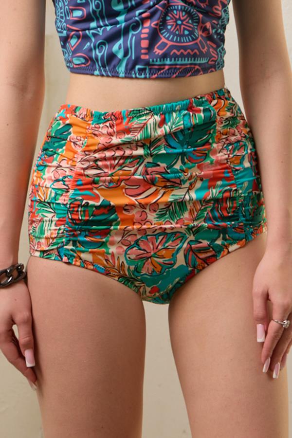 Starinci MayoBikini Altı Yüksek Bel Toparlayıcı Desenli Büzgülü 