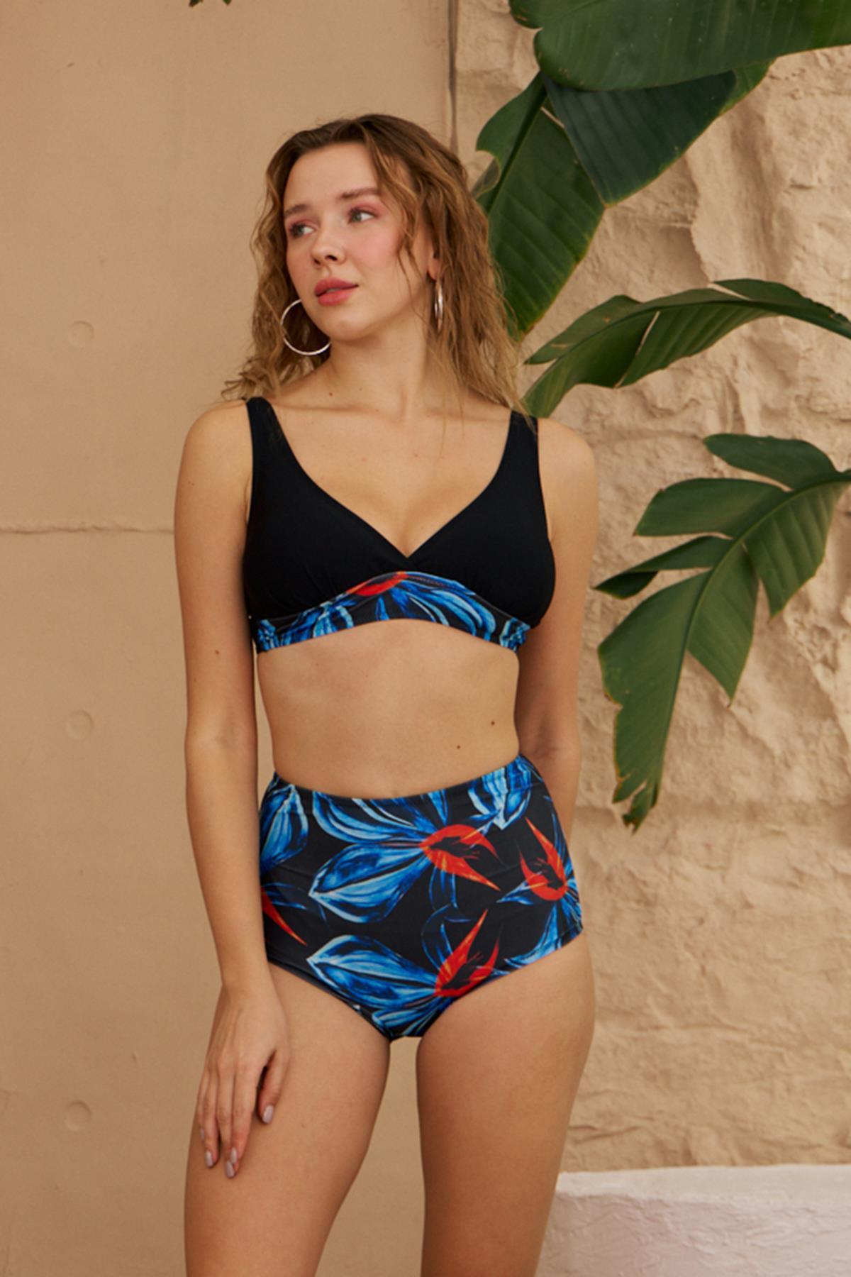 Starinci MayoBikini Altı Yüksek Bel Toparlayıcı Siyah Desenli