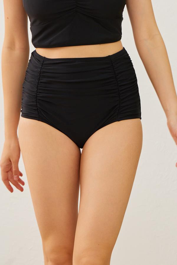 Starinci MayoBikini Altı Yüksek Bel Toparlayıcı Siyah Büzgülü 