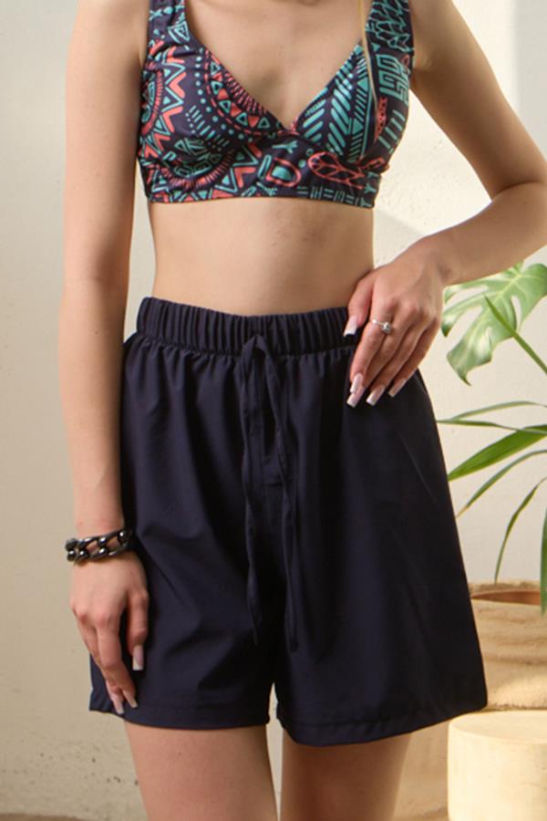 Starinci MayoDeniz Şortu Kadın Lacivert Esnek Paraşüt