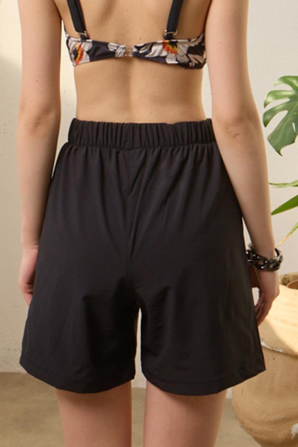 Starinci MayoDeniz Şortu Kadın Siyah Esnek Paraşüt