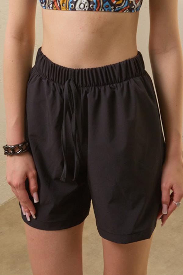 Starinci MayoDeniz Şortu Kadın Siyah Esnek Paraşüt