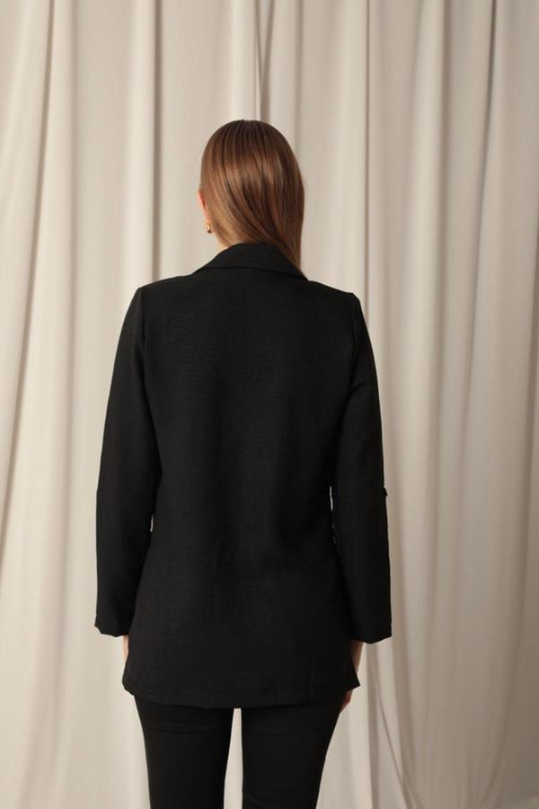 Starinci MayoKadın Blazer Ceket Melanj Keten Siyah