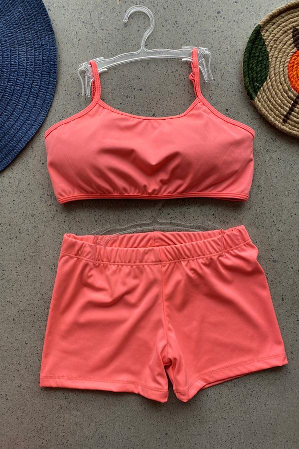 Starinci MayoGenç Kız  Sporcu Bady Bikini Şortlu Neon Renk