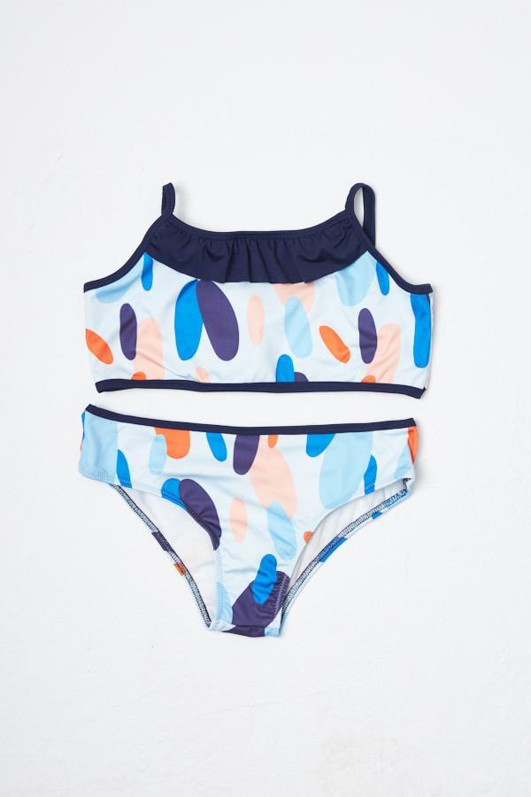 HMMKız Çocuk Bikini Takımı İnce Askılı Tatlı Mavi