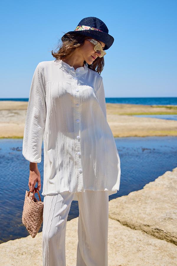 KatreKadın Pantolon Tunik İkili Takım Beyaz