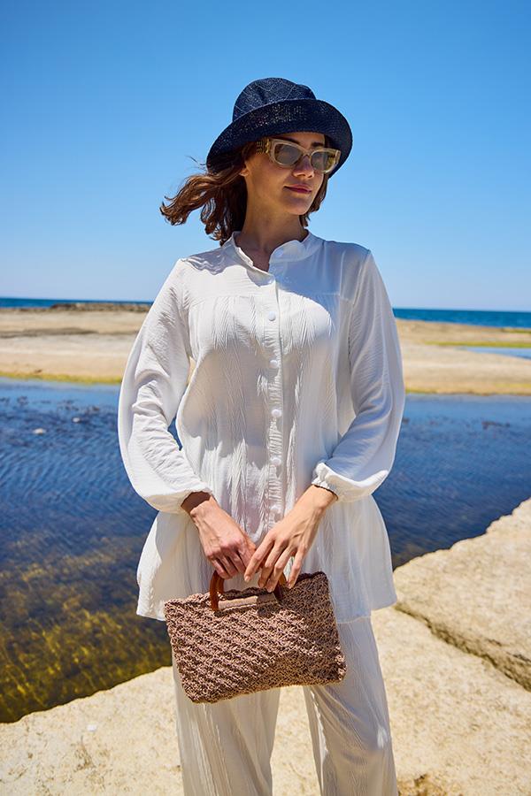 KatreKadın Pantolon Tunik İkili Takım Beyaz