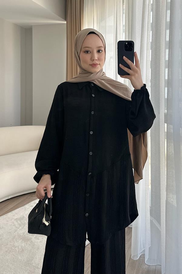 KatreKadın Pantolon Tunik İkili Takım Siyah