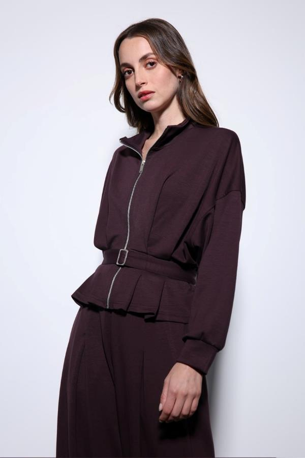 StarinciPantolon Ceket İkili Takım Mürdüm Geniş Kesim