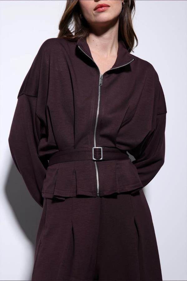 StarinciPantolon Ceket İkili Takım Mürdüm Geniş Kesim