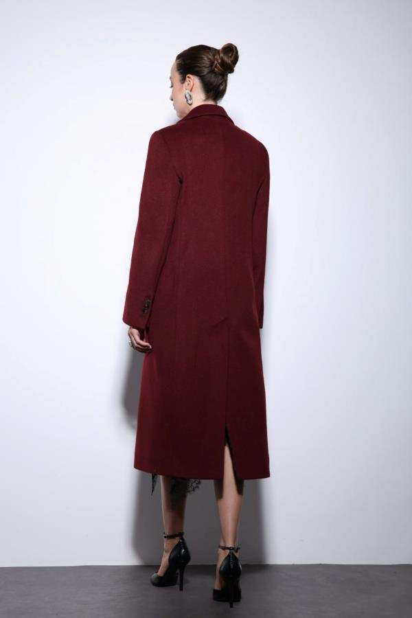 StarinciKadın Kaban Klasik Model Cepli Bordo