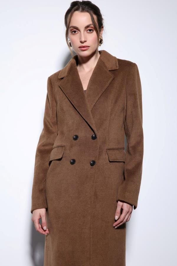 StarinciKadın Kaban Klasik Model Cepli Kahverengi