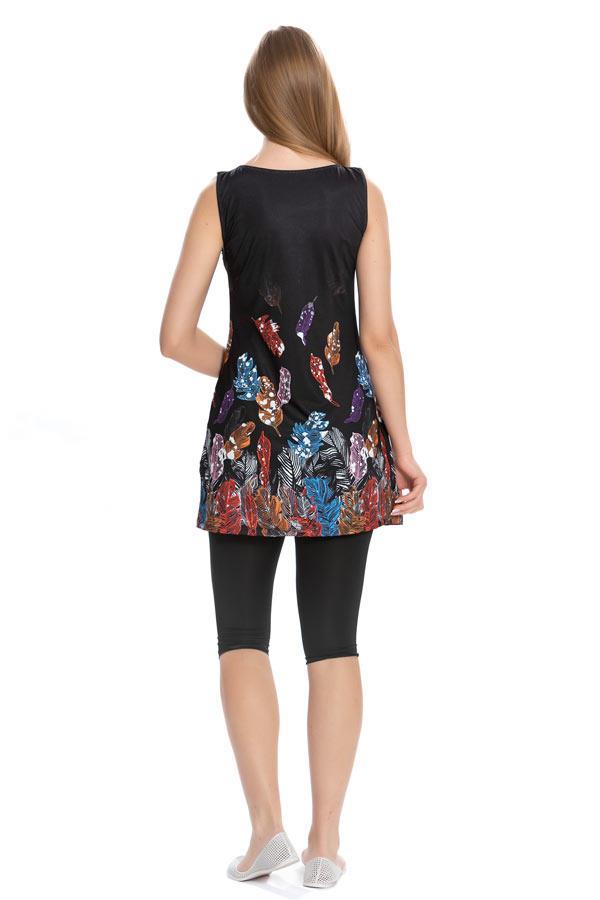 Starinci MayoLikralı Sıfır Kol Tesettür Mayo Siyah Alt Detay