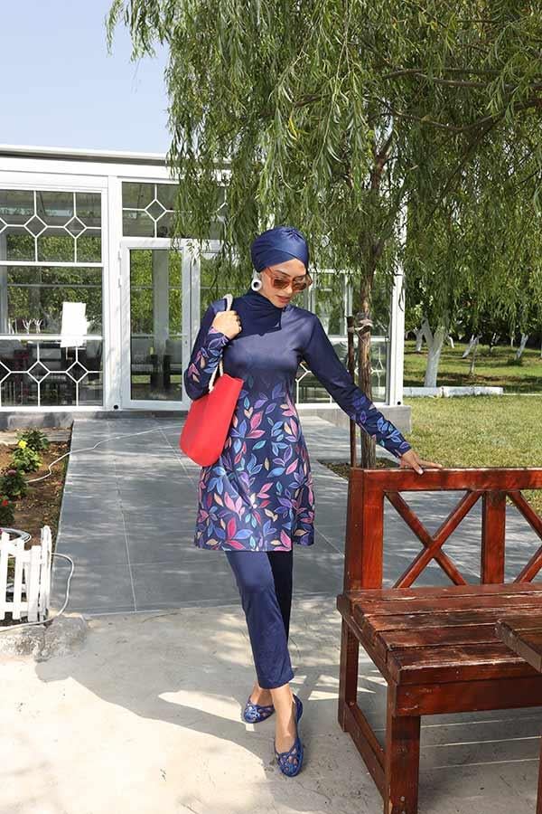 Starinci MayoStarinci Uzun Kollu Tam Kapalı Likra Tesettür Mayo Lacivert