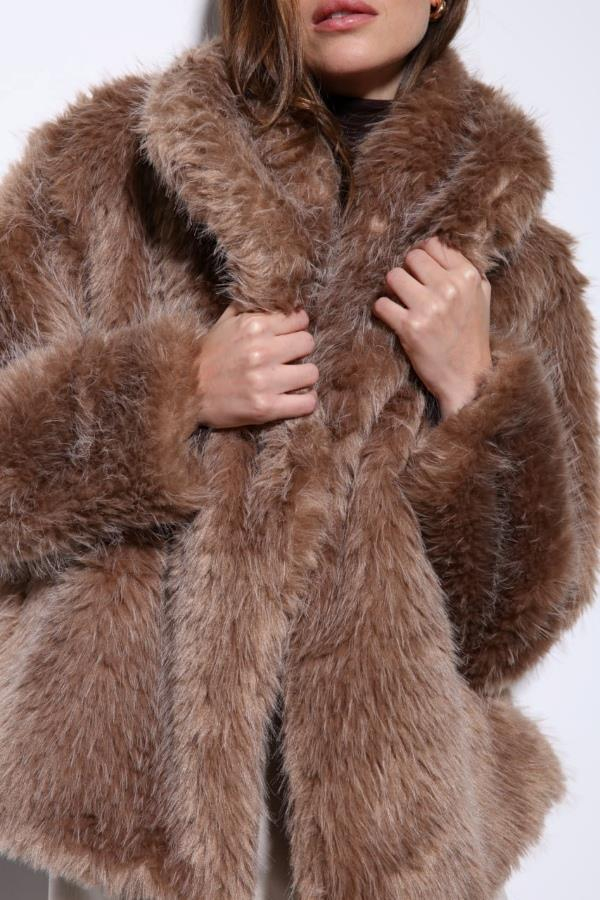 StarinciKadın Kürk Kaban Açık Kahverengi