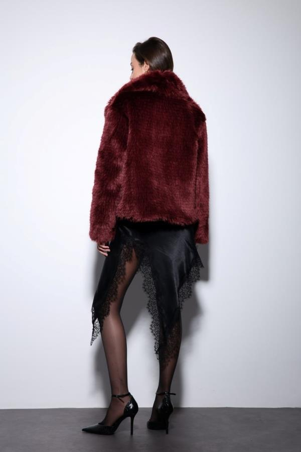 StarinciKadın Kürk Kaban Mürdüm