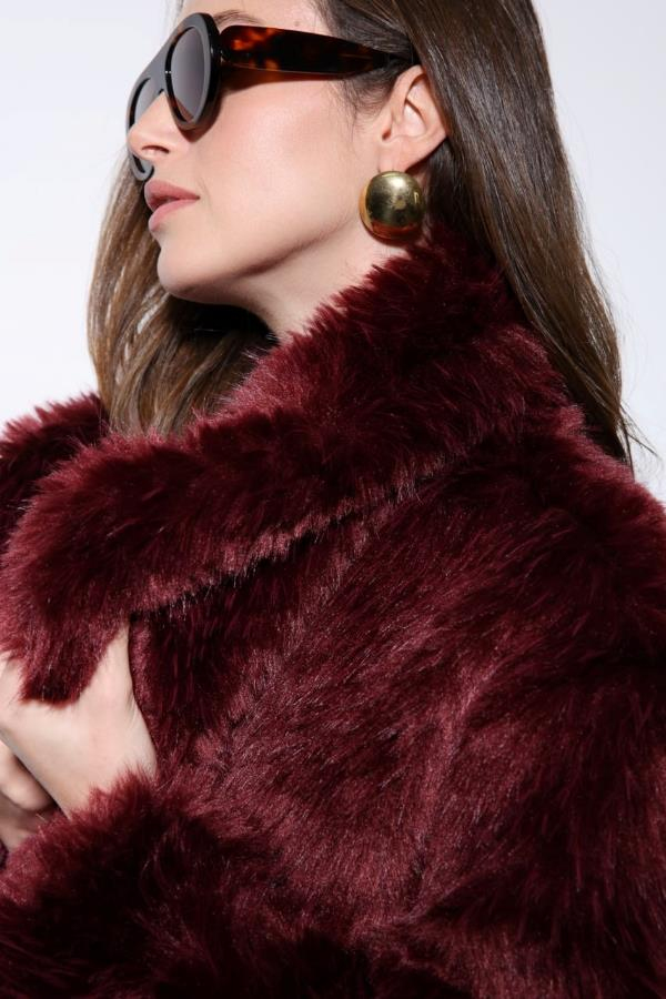 StarinciKadın Kürk Kaban Mürdüm