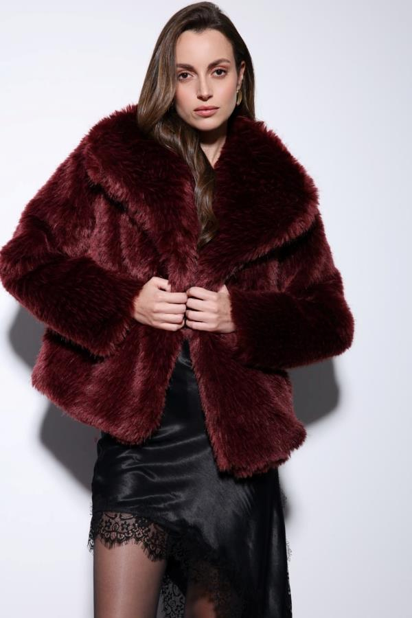 StarinciKadın Kürk Kaban Mürdüm