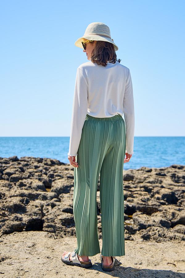 KatreKadın Ayrobin Pantolon Piliseli Su Yeşili