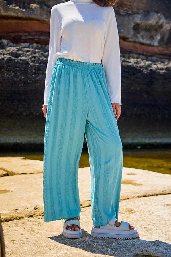 KatreKadın Pantolon Ayrobin Kumaş Mavi Puantiyeli