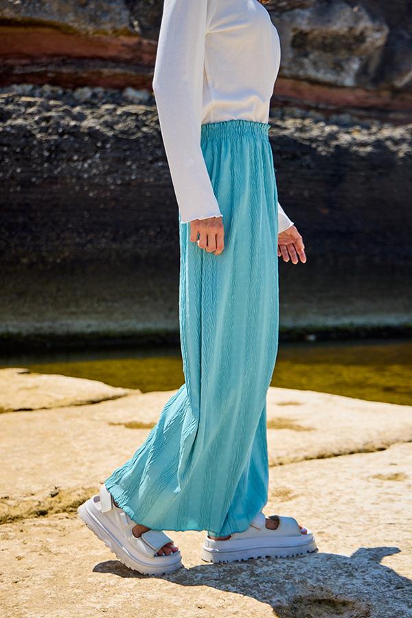 KatreKadın Pantolon Ayrobin Kumaş Mavi Puantiyeli