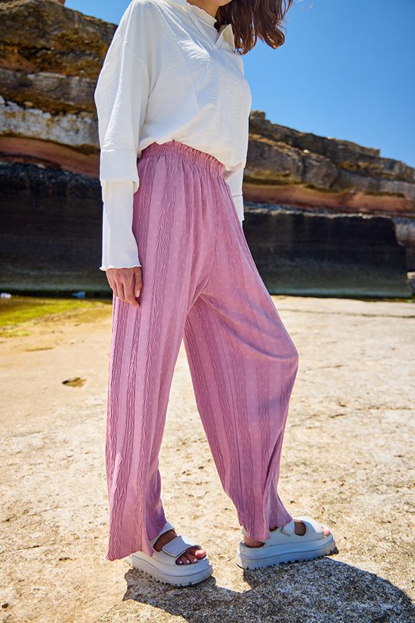 KatreKadın Pantolon Ayrobin Kumaş Pembe Puantiyeli