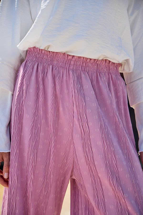KatreKadın Pantolon Ayrobin Kumaş Pembe Puantiyeli