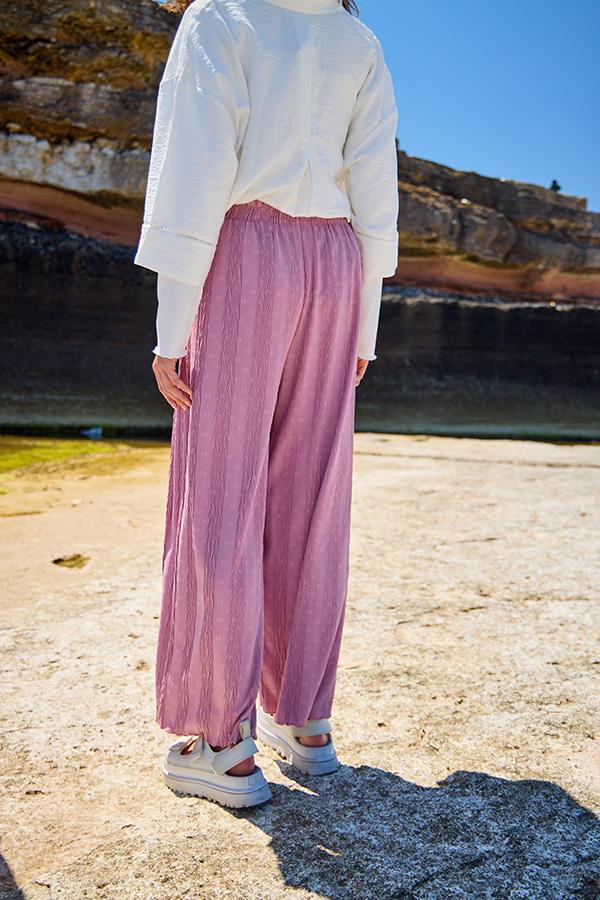 KatreKadın Pantolon Ayrobin Kumaş Pembe Puantiyeli