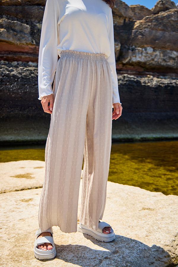 KatreKadın Pantolon Ayrobin Kumaş Taş Gri Puantiyeli