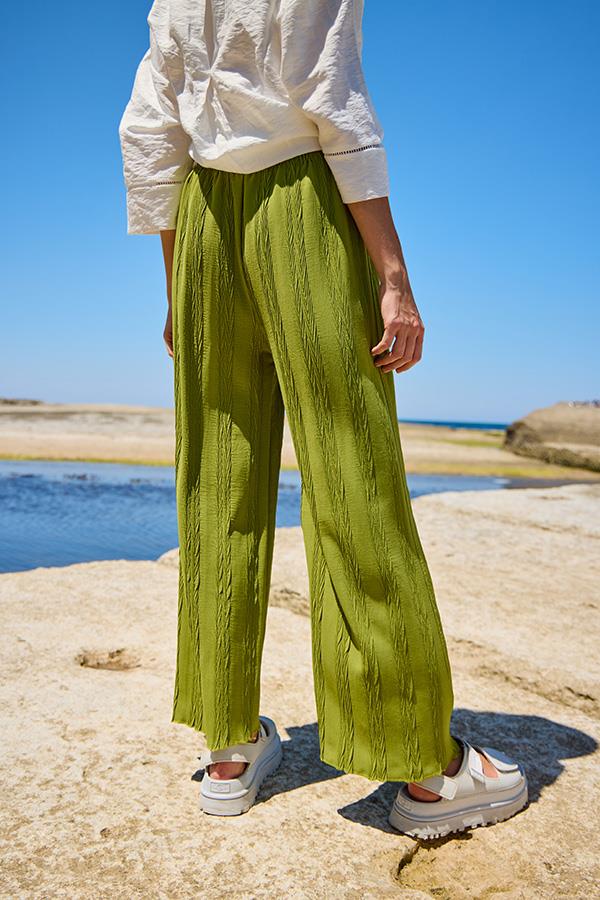 KatreKadın Pantolon Ayrobin Kumaş Yeşil Piliseli