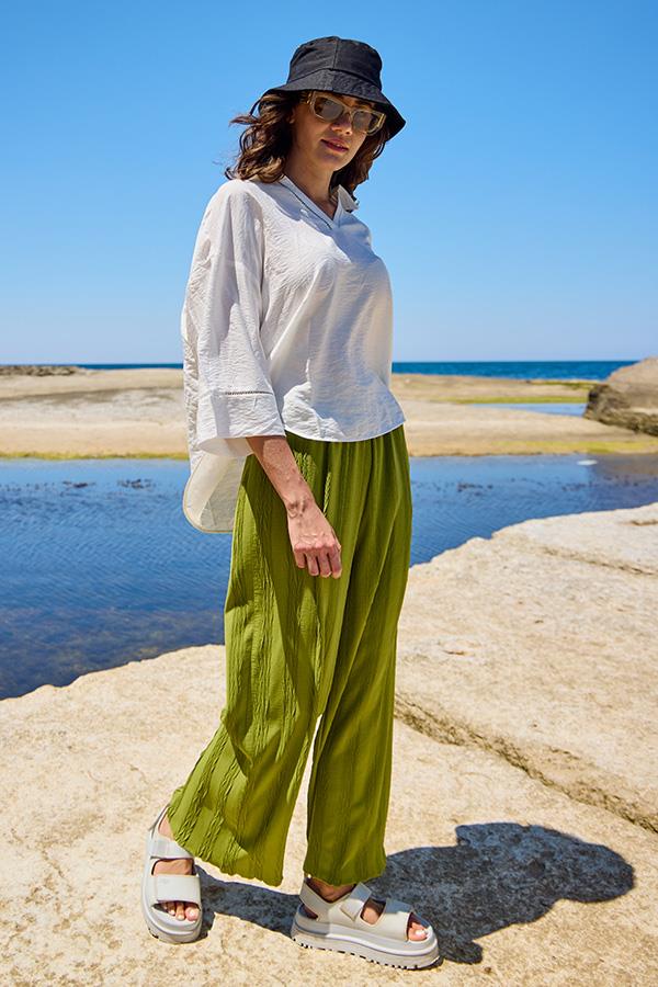 KatreKadın Pantolon Ayrobin Kumaş Yeşil Piliseli