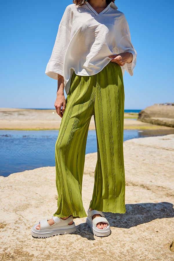 KatreKadın Pantolon Ayrobin Kumaş Yeşil Piliseli