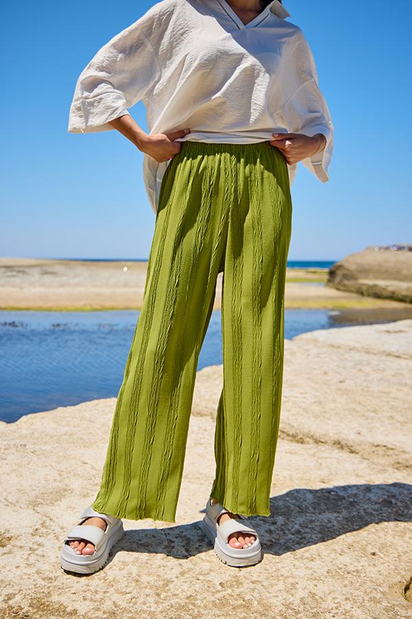 KatreKadın Pantolon Ayrobin Kumaş Yeşil Piliseli