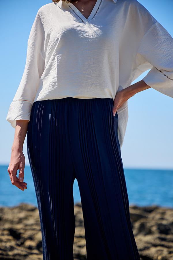 KatreKadın Pantolon Geniş Paçalı Lacivert