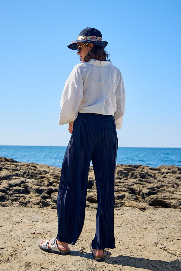 KatreKadın Pantolon Geniş Paçalı Lacivert