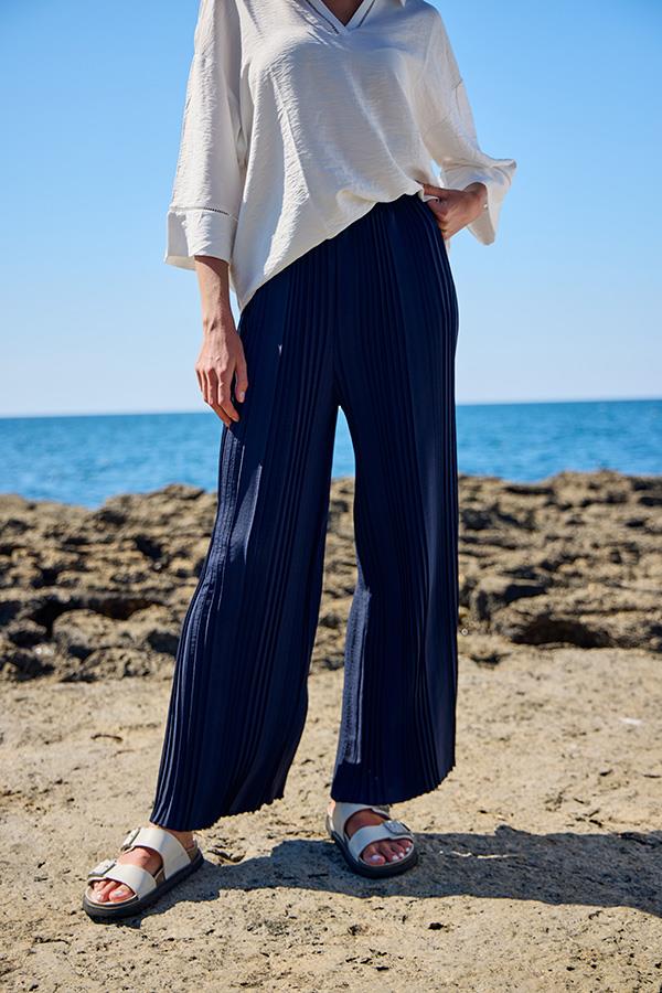 KatreKadın Pantolon Geniş Paçalı Lacivert