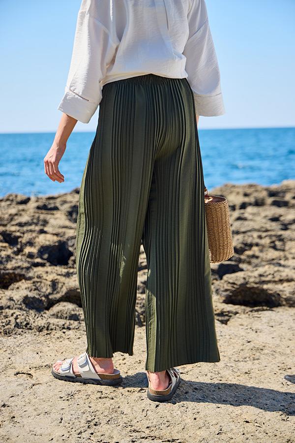 KatreKadın Pantolon Piliseli Hafif Koyu Yeşil