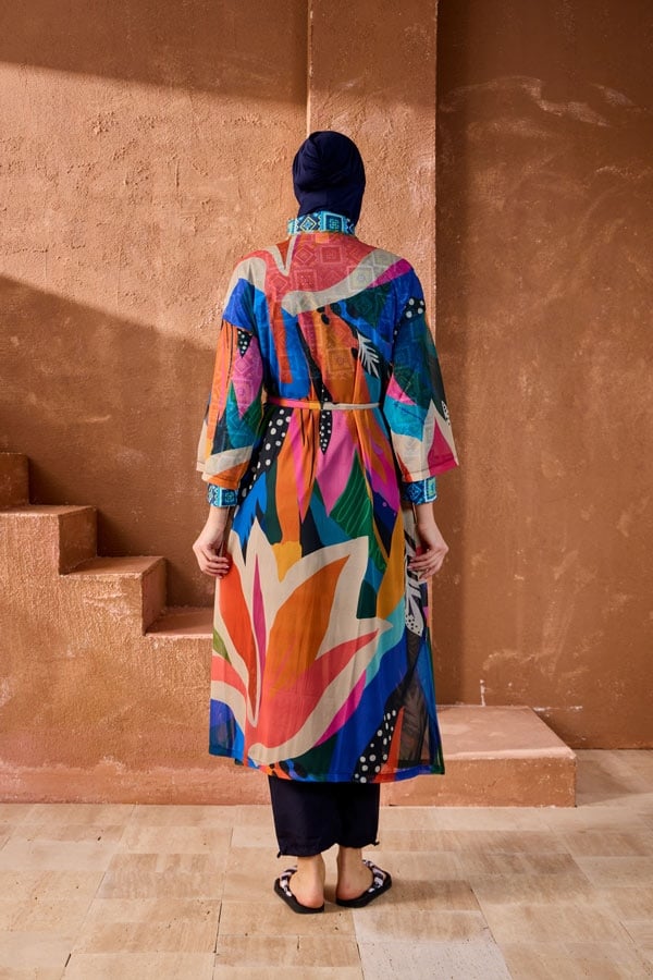 Starinci MayoTesettür Mayo Üzerine Kaftan Floral Desen 159